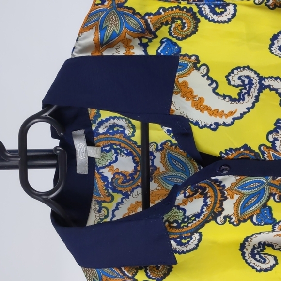 SES Sleeveless Tunic Button-up Paisley Yellow Size 14 - Picture 5 of 10